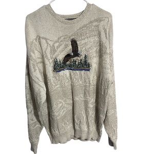 Vintage David Taylor Eagle and Scenery Embroidered Sweater